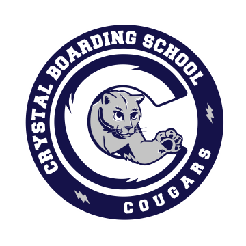 Logo of Crystal Boarding School featuring a cougar and the school's name in bold letters.